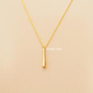 necklace gold bar stick vertical delicate charm pendant chic