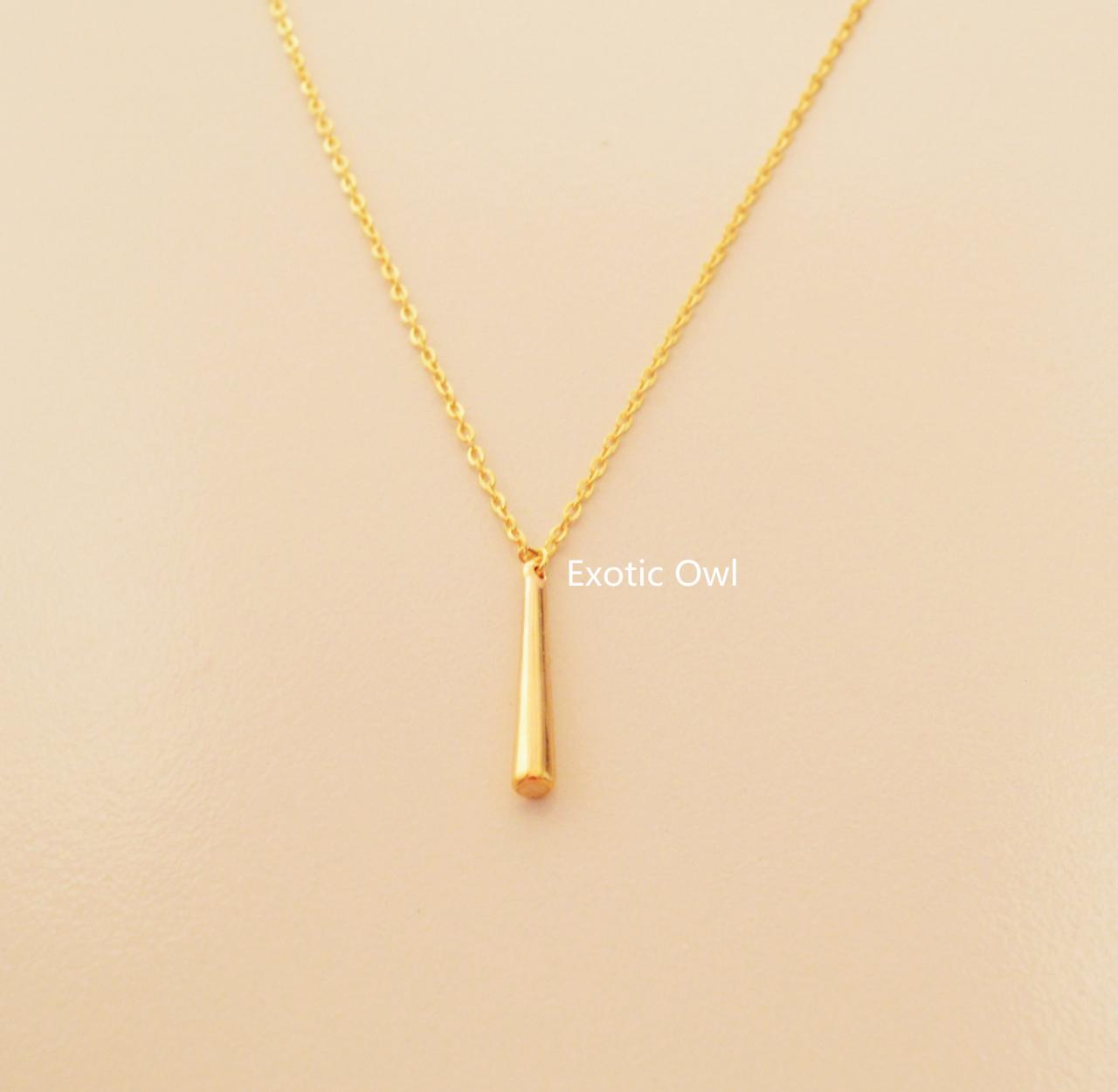 Gold Bar Necklace, Gold Vertical Stick Necklace, Stick Pendant, Bar
